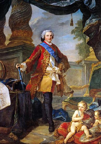 Portrait of Louis Dauphin of France with a Plan of the Siege of Tournai, Charles-Joseph Natoire
